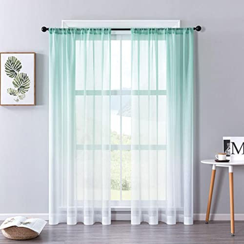 KIDEXO Tüllvorhänge mit Farbverlauf, Mehrfarbig, für Wohnzimmer, Schlafzimmer, Organza-Voile-Vorhang, Fensterbehandlung, Heimdekoration, Vorhänge, Seeblau, W100 x 250 cm, 1 Stück,5. Multifunktional