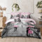Merryword Pink Paris Bettwäsche-Set für King-Size-Betten, 8-teilig, Bett in einer Tasche, süßes Paar-Liebhaber, rosa Blumen-Design, Bettwäsche mit 1 Bettdecke, 1 Spannbetttuch, 1 Kissenbezug