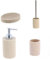 PLUS HOME Juego de baño 4 Piezas Incluye escobilla,dispensador,Vaso,jobonera.Color beig