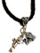 Silver Knight Gun with Roses Necklace on a Faux Leather Platted Cord, Stainless Steel Gun and Roses Necklace, Rocker Necklace, Rock Necklace, Festival Jewelry