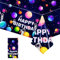 YAAVAAW Tischdecke Happy Birthday, für Jungen und Mädchen, Weltraum, Astronauten-Party, Kunststoff-Tischdecke für Kinder, Baby, Mädchen, Jungen, Geburtstag, Planeten, Motto-Party-Dekorationen, 137 x