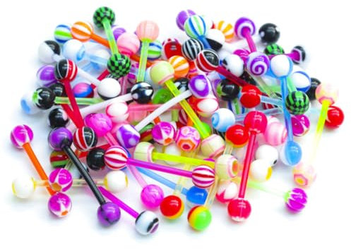 JRYXDS 40 Pièces Ongle De La Langue Acrylique Piercing Langue Piercing Femmes Mélange Des Couleurs Aléatoires