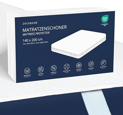 JACOBSON Matratzenschoner 140 x 200 cm - wasserdichte Matratzenauflage - atmungsaktiver Matratzenschutz (140x200cm)