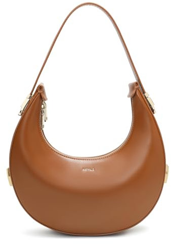 Keyli Schultertasche für Damen, 3-fach verstellbar, mit 2 Reißverschlüssen, Braun