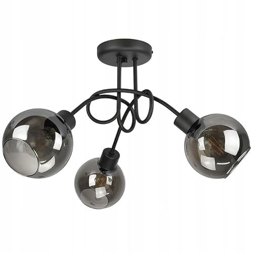 FKL DESIGN Home Deco Deckenlampe Pendellampe Hängelampe Wandlampe Tischlampe Leuchte Pendelleuchte Kugel Schwarz Grau Weiß Lampe aus Serie N100 verschiedene Varianten (N100-DZ3R)