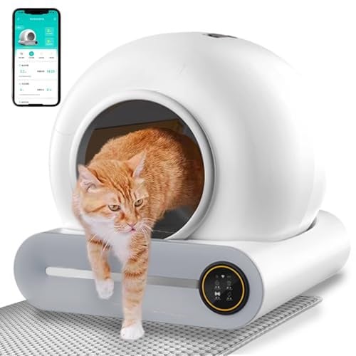Lettiera Gatto Autopulente 65+9L Lettiera Automatica Autopulente con App Antiodore Lettiere Autopulenti Gatti con Tappetino Lettiera Gatto (TYPE1)