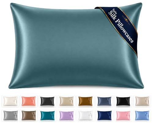 Pamposh Satin Silk Pillowcases For Hair And Skin 4 Pack Standard Size with Envelope Closure (Blue Gray, 4 Pcs Pillowcases (50 x 75 cm))