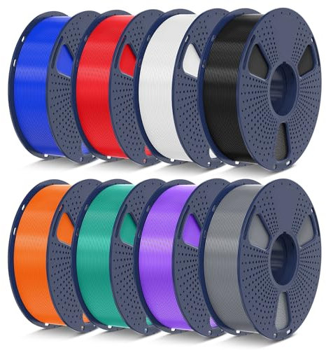 SUNLU 8 Packs ASA Filament 1.75mm,Ideal für den Außendruck von mechanischen Funktionsteilen, 0,23kg Rolle, Schwarz+Weiß+Grau+Blau+Grün+Rot+Orange+Violett