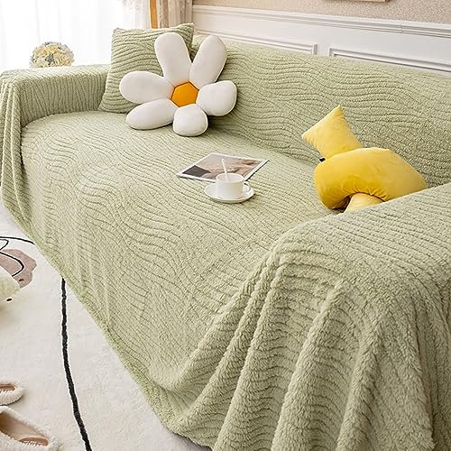 Bishilin Sofabezug Ecksofa 3 Sitzer, Überwurf Sofa Katzenschutz 180x300CM Grün mit Gestreift Couchbezug Eckcouch Universal
