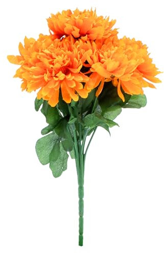 Spetebo Chrysanthemen Strauß künstlich 2er Set - orange - Deko Blumenstrauß mit 7 Stielen - Strauß Kunst Päonie Dekorpflanze Kunstblumen Blumen Bouquet künstlich