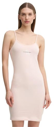 Calvin Klein Robe Femme Monologo Bretelles Fines, Rose (Silver Peony), M