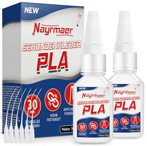 Colla Nayrmaer PLA per Stampa 3D da 60 g, con Cappuccio Anti-Intasamento, per Plastica ABS, PLA, PETG e TPU