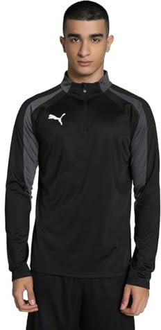 PUMA Mens individualLIGA Quarter-Zip Long Sleeve Sports Top Black Size S