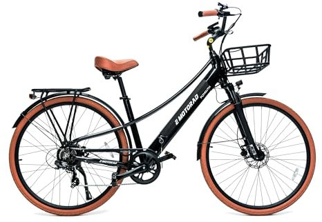 EMotorad Plymouth - Vélo Électrique Urbain pour Adultes - Pneus CST 700x40C - Moteur 36V 250W - Batterie Amovible 420 Wh - Cadre Bas en Aluminium - 5 Niveaux d’Assistance