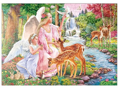 MyPuzzle Engel und Rehe am Fluss - Premium 500 Teile Puzzle - MyPuzzle Sonderkollektion von Puzzle Galaxy