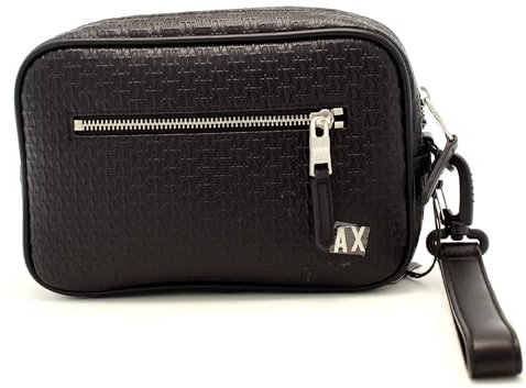 Armani Exchange Schwarze Herren-Clutch mit Monogramm-Aufdruck UNI, Schwarz, Einheitsgröße