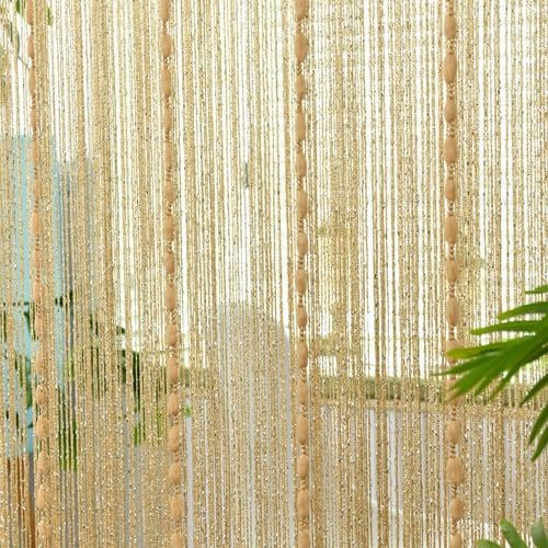Husalsea Tenda per porta con perline, zanzariere per porte, tenda a fili senza grovigli per casa, hotel, negozio, tenda divisoria decorativa