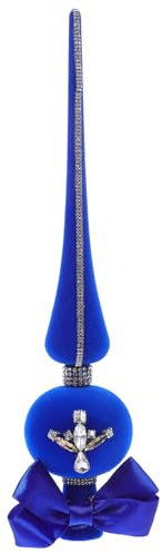 IMIKEYA Weihnachtsbaumspitze Blau Plastik Baumspitze Weihnachten 29cm Mattes Vintage Christbaumspitze Flocked Weihnachtsbaum Spitze Baumkronen Ornament für Weihnachten Party