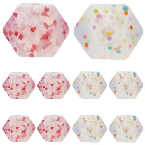 GORGECRAFT 8Pcs 2 Styles Hexagon Knitting Needle Holders Silicone Beads End Caps Stitch Stopper Knitting Needle Point Protectors Tip Cover Supplies Fit Size 0.11 inch (3mm) Needles