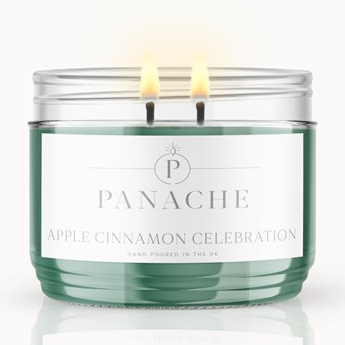 Panache Double Wicked Scented Candles | Apple Cinnamon Celebration - Christmas Edition | 320 gram Jar Candle | Natural Soy Wax | 48 Hours Burn