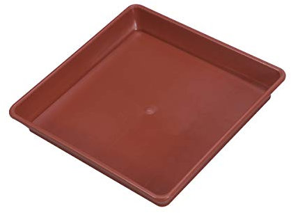 Theaque Lot de 10 soucoupes carrées en plastique robuste pour intérieur et extérieur - Sans trou - Rouge - 15 x 15 x 2,80 cm