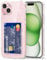 Svanove for iPhone 15 Case Wallet Clear Glitter, Transparent Card Holder Case with Credit Card Slot, Bling Sparkle Cute Girly Thin Slim Soft Rubber Protective Shockproof Bumper for Women Girl