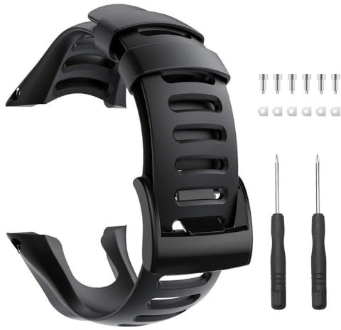 VEVEL Für Suunto Ambit 3 Band, Ersatzarmband für Suunto Ambit 3 Armband – Premium-Uhrenarmband für Suunto Ambit 3 Peak, 3 Sport, 3 Run, 2R, 2S, 2, 1(Black)