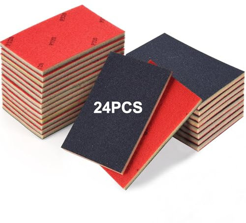 UptVin 24Pcs Éponges de Ponçage, Grains 180 à 4000 Blocs d'éponges de Ponçage Humides et Secs Ensemble d'éponges de Ponçage pour Bois Métal Einture Réparation de Carrosserie