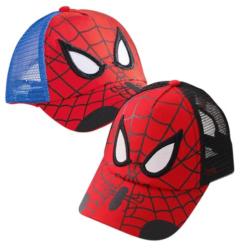 OIUTSNH 2 Stück Basecap Kinder Rot,Jungen Cap Kinder,UV Schutz Spidery Kappe Kinder Sport,Größe verstellbares Schnallendesign,Hiphop Kinder caps Jungen mädchen,Alter 2-8 Jahre