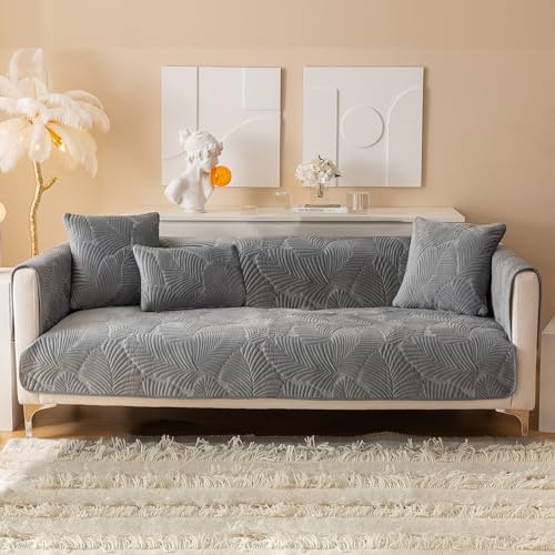 Nestiva Samt waschbare Sofabezüge,rutschfest Gesteppt Ecksofa-Bezüge Weich Verschleißfest Sessel Sofaüberzug für Hunde,Kinder und Haustiere Modern Möbelschutz (Grün,90cmx210cm)