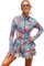 OBEEII Swim Dresses Women�s Long Sleeve Rash Guard Women One Piece Skirted Swimwear Modest Swimsuit with Skirt Printed Surf Suit Beach Wear Leopard Print L