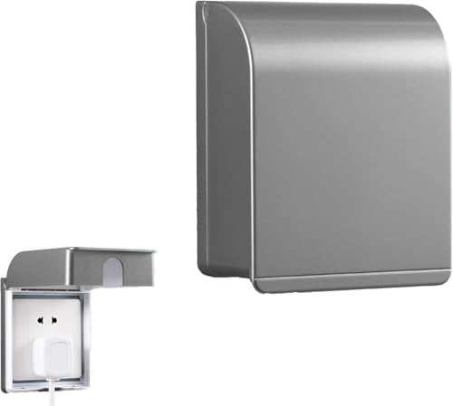 Lockable Single UK Plug Socket Cover, Waterproof Outlet Cover Self-Adhesive Lockable Socket Covers Single Plug Socket Box for Baby & Pet Safety Aerial Socket Cover Cover for Bath Socket(Grey)