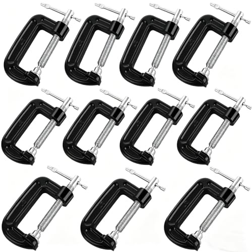 LDHHYH 11 Pack G Clamps, 2 Inch (Hold 4.6mm) Heavy Duty Screw Steel G Clamp, Industrial Strength C Clamps for Woodworking, Welding Building Automotive Repair (Black)