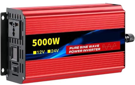 HYZHANHONG 24V to 220V,Onduleur Sinusoïdal Pur 5 000 W, Onduleur Solaire Hors Réseau, 12 V/24 V CC vers 110 V/220 V CA pour Camping-Car, Four À Micro-Ondes, Camion, Réfrigérateur