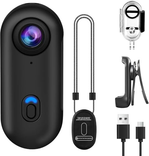 OBEST Action Camera, 1080P 360° Body Camera Magnetic Pocket Thumb Cam, IP68 Waterproof, Mini Action Cam for Recording,Outdoors Activities,Walking(Excluding memory card)