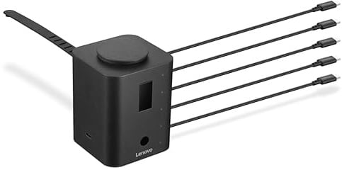 Lenovo Chargeur intelligent chromé, conçu pour les Chromebooks, charge 5 ordinateurs portables à la fois et surveille leur niveau de batterie, câbles USB-C intégrés de 30 cm