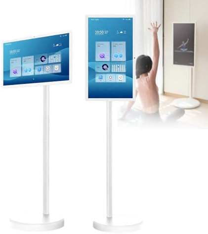 Gavscient Portable Rolling TV, 1080P Smart Portable Wireless Touch Screen TV on Wheels with, FHD IPS Large Display, Dua Speakers, Larger Battery Up to 6hr, 60Hz Refresh Rate 21.5-4/64G