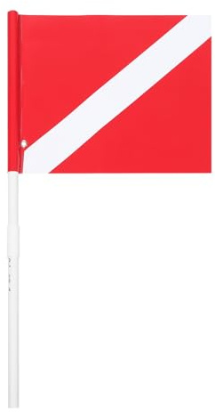 TOYANDONA Drapeau de Plongée en Apnée Rouge avec Mât Amovible, Pavillon Nautique Flottant en Tissu, 33x30 Cm, Sécurité pour Sports Nautiques et Bateaux