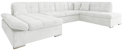 Mirjan24 Ecksofa Bergen Design Eckcouch mit Schlaffunktion und Bettkasten, Regulierbare Armlehnen, U-Form Sofa vom Hersteller, Wohnlandschaft (Fredo 25, Ecksofa: Links)
