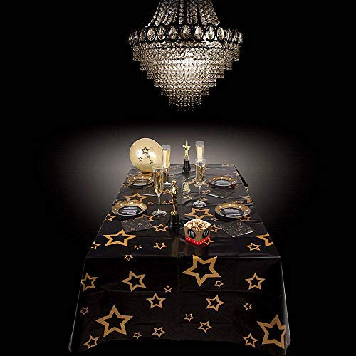 Boland 44158 - Tischdecke VIP, Größe 130 x 180 cm, Sterne, Hollywood, Tischtuch, Dekoration, Partygeschirr, Partyzubehör, Geburtstag, Birthday, Mottoparty, Karneval