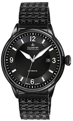 Dugena Herren-Armbanduhr 7090302 Kappa 1, Automatik, schwarzes Zifferblatt, Edelstahlgehäuse, Saphirglas, Edelstahlarmband, Doppelfaltdrückerschließe, 5 bar