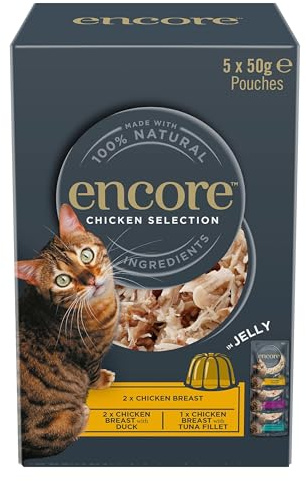 Encore 100% Natural Wet Cat Food, Multipack Chicken in Jelly, 5 x 50 g Pouches