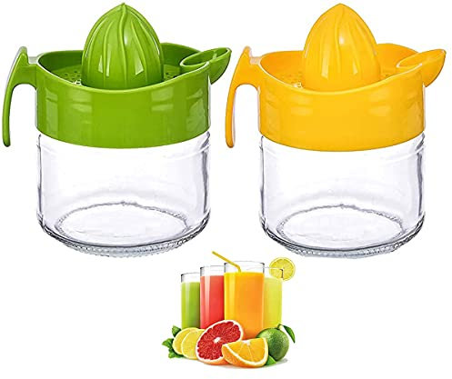 Manual fruit juicer with base measuring jug.
