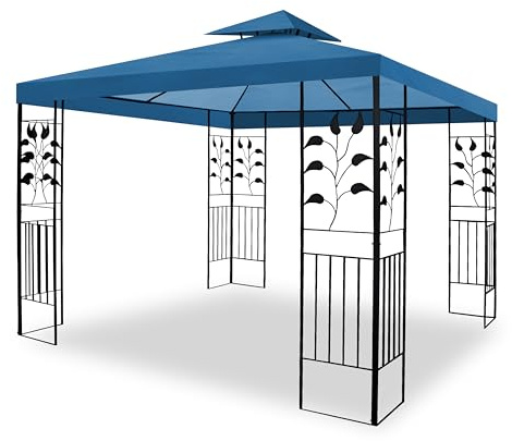 WASSERDICHTER Pavillon TOSKANA 3x3m Metall inkl. Dach Festzelt wasserfest Partyzelt (Marineblau)