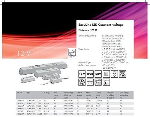 Transformador eléctrico 60 W 12 VDC IP20