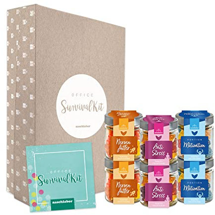 Office Survival Kit von Naschlabor - Der Süßigkeitenmix als Studentenfutter oder fürs Büro - Beruhige Deine Nerven und die deiner Kollegen | Geschenk für Kollegen oder Mitarbeiter