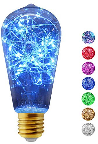 Long Life Lamp Company 1w ST58 LED Industrial Decorative Light Bulb Coloured Fairy String Filament E27 (Blue)