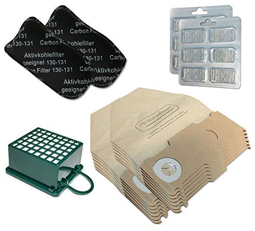 Staubbeutel24 Set - 12 Staubsaugerbeutel + 2X HEPA Filter + 2X Kohlefilter + 12 Duftstäbchen Für Vorwerk Kobold VK 130, 131 SC, VK130, VK131 | Zubehör - Ersatzteile
