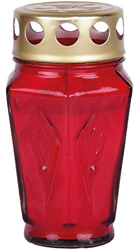 Grablicht Grabkerze aus Glas Eck (12,5 cm) ca. 30 Stunden Brenndauer/Farbe: Rot