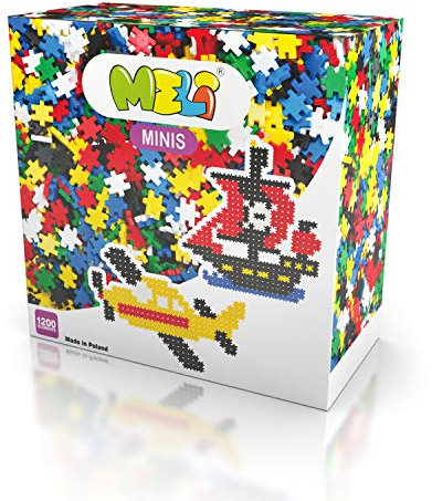 Meli Konstruktionsbausteine Minis 1200 | Steckbausteine für Kinder ab 3 Jahre | Kreatives Mosaik- & 3D-Bauen | 1200 Teile in 6 Farben | Fördert Motorik & Fantasie